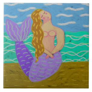 Carreau Peinture numérique Abstraite Shy Mermaid