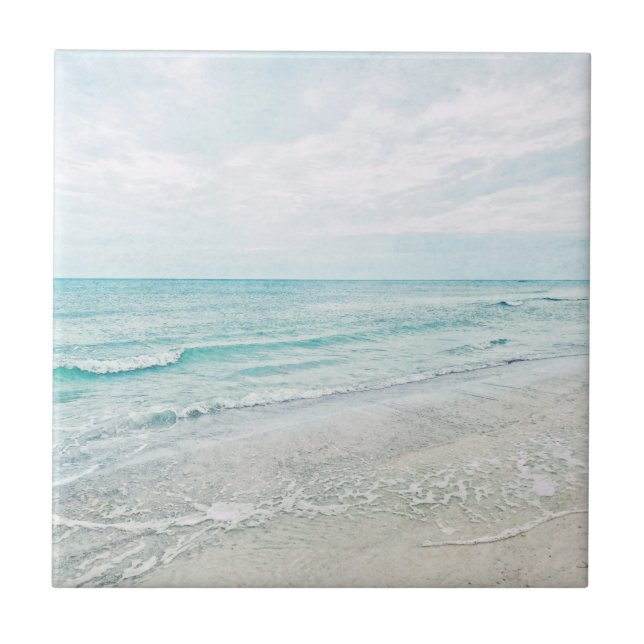 Carreau Peinture Ocean Waves Aqua Aquarelle bleu clair (Devant)