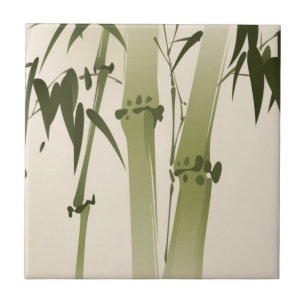 Carreau Peinture orientale de style, branches 2 de bambou