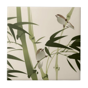 Carreau Peinture orientale de style, branches en bambou