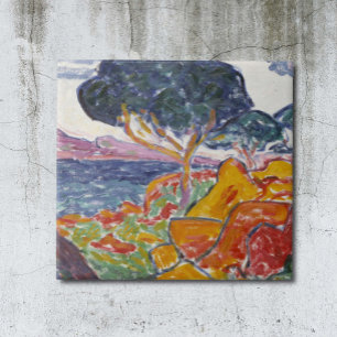 Carreau Peinture paysagère colorée Vintage Mountain