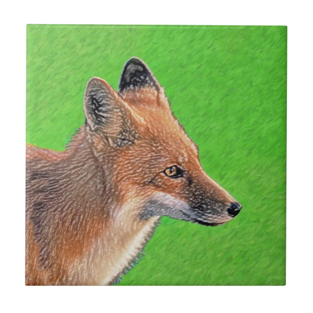 Carreau Peinture Red Fox - Art original de la faune (Devant)