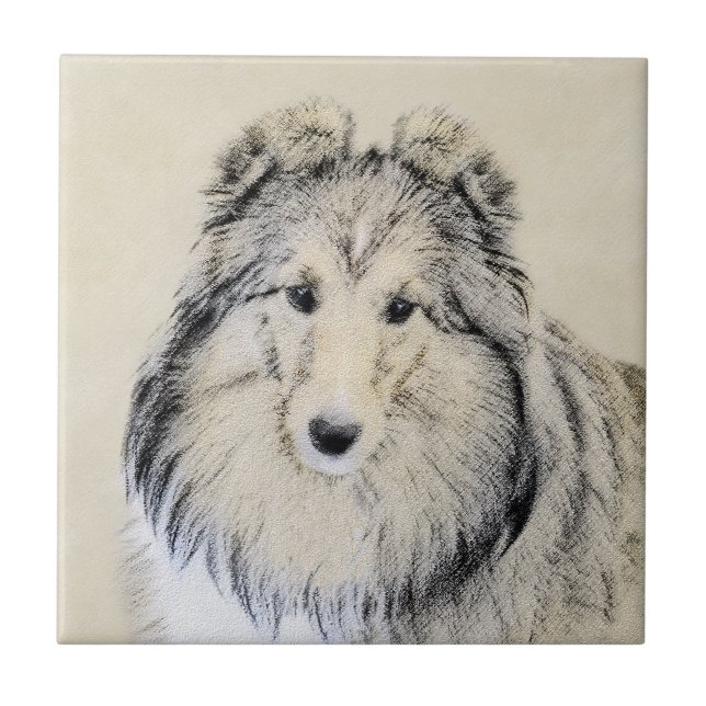 Carreau Peinture Shetland Sheepdog - Jolie art original ch (Devant)