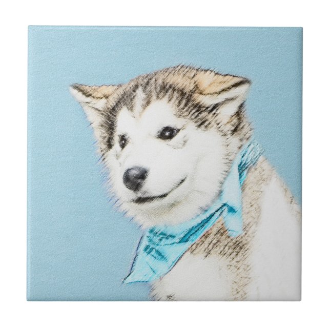 Carreau Peinture Sibérienne Husky Puppy - Art Chien origin (Devant)