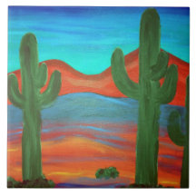 Peinture Sunset du Sud-Ouest du Saguaro