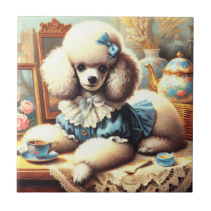 Carreau Peinture vintage de caniche