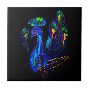 Carreau Peinture Whimsical Peacock