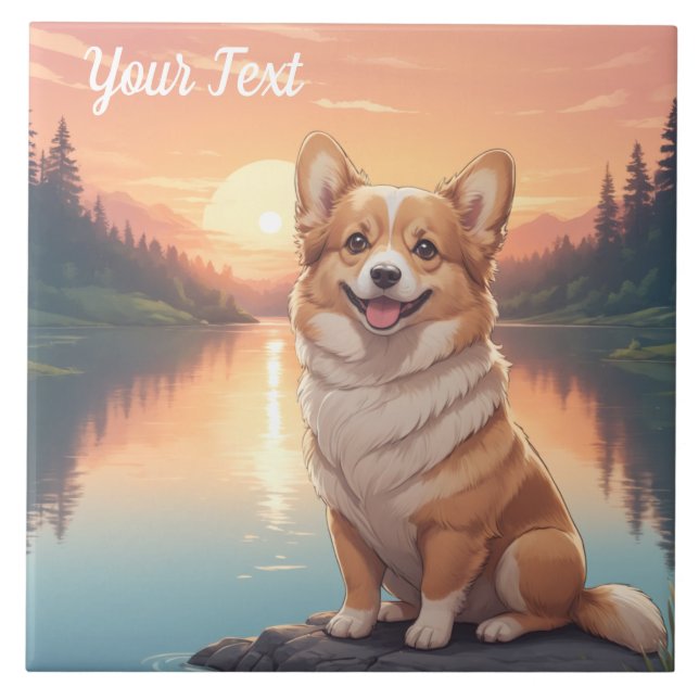 Carreau Pembroke Welsh Corgi par lac (Devant)