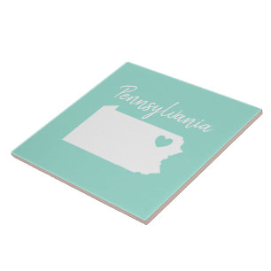 Carreau Pennsylvanie accueil carte d'état amour coeur