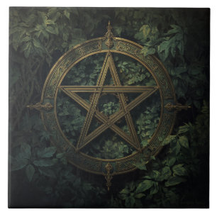Carreau Pentacle de sorcière verte inspirée de Lemuria ave
