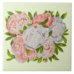 Carreau Peonies assorées sur un carrelage en céramique