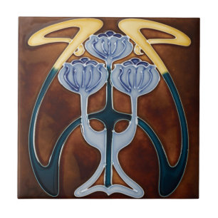 Carreau Peonies en céramique Carrelage bleu clair Fleurs