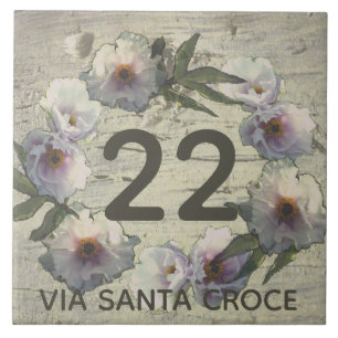 Carreau Peony House Numéro 1-2 Chiffres Nom de la rue