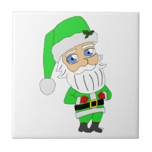Carreau Père Noël en costume vert chibi