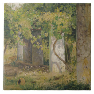 Carreau Pergola Avec Raisins À Vins (Paysage Vignoble)