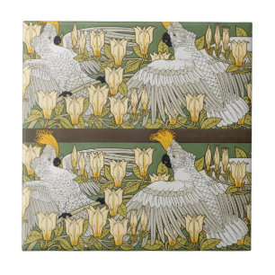 Carreau Perroquet Cacatoès Vert Sauge Vintage Art Magnolia