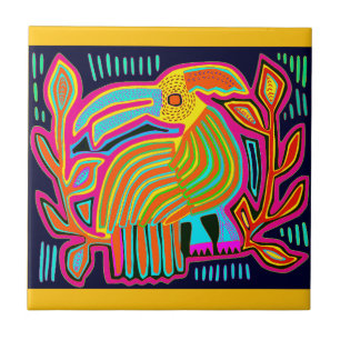 Carreau Perroquet tropical - Rouge orange jaune bleu