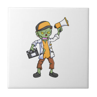 Carreau personnage de dessin animé de réalisateur zombie é