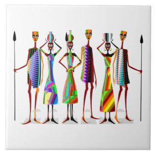 Carreau personnages tribaux africains