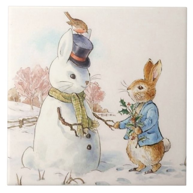 Carreau Peter Rabbit et le Snowman par Beatrix Potter (Devant)