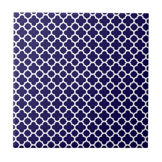 Carreau Petit bleu de cobalt de motif de Quatrefoil de (Devant)