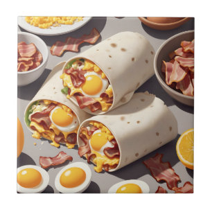 Carreau Petit déjeuner roulé au bacon, œuf et fromage