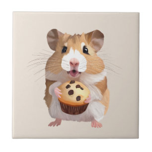 Carreau Petit Hamster Cute Tenant Un Muffin