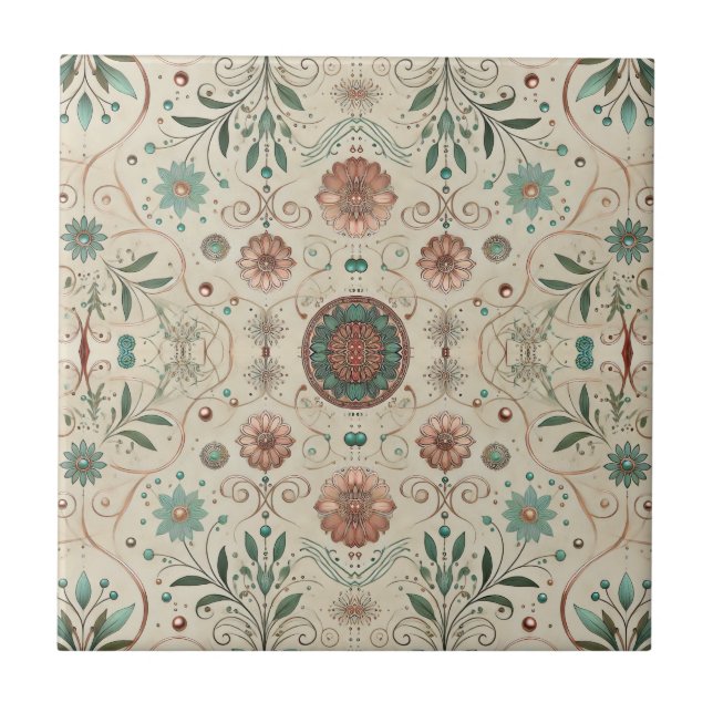 Carreau Petit motif bohème aux herbes (Devant)