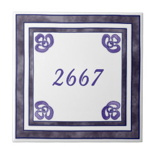 Carreau Petit numéro de maison pourpre et gris