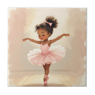 Carreau Petite Fille Ballerine en Tutu Rose