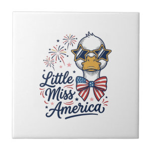 Carreau Petite Miss America Canard Patriotique Vintage Che