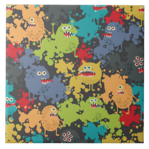 Carreau Petits mignons monstres amusants