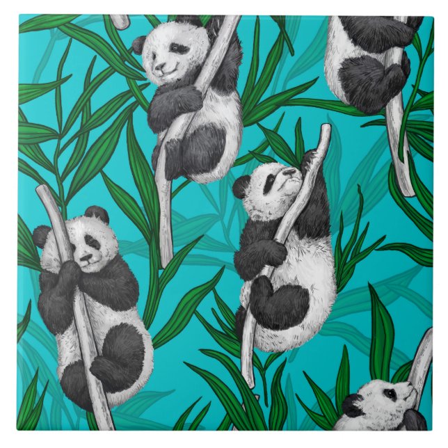 Carreau Petits panda turquoise (Devant)