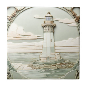Carreau Phare Art Nouveau Faux Relief Lumière Monnaie Bleu