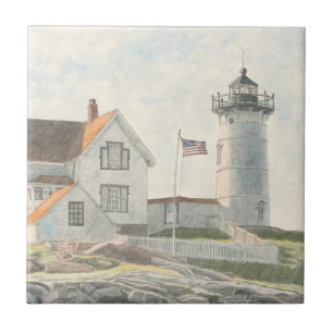 Carreau Phare de Cape Neddick Aquarelle