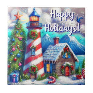 Carreau Phare de Noël Nautique Personnalisé