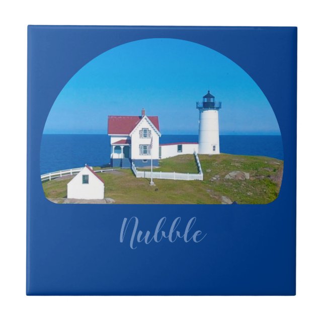 Carreau Phare de Nubble Light Blue Horizon Maine (Devant)