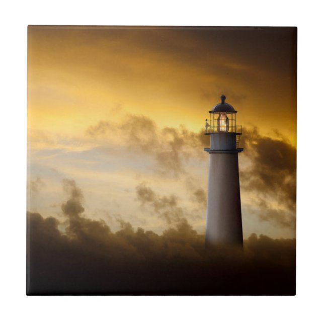 Carreau Phare rougeoyant sous le ciel dramatique (Devant)