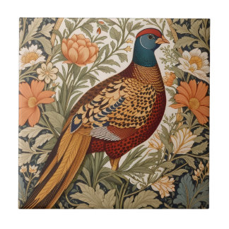Carreau Pheasant Vintage Floral William Morris Inspired 
