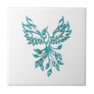Carreau Phoenix bleu se lève sur blanc