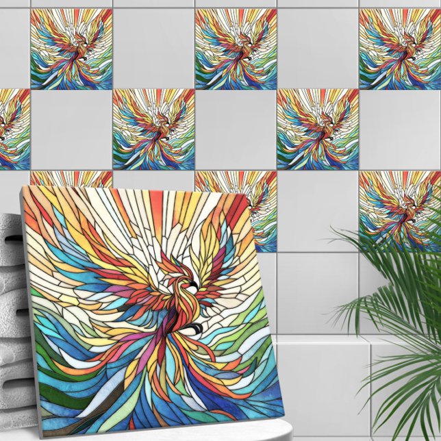 Carreau Phoenix Rising - mosaïque colorée art (Créateur téléchargé)