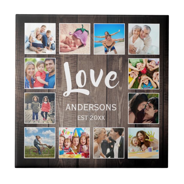 Carreau Photo de Custom Collage Rustic Farmhouse Love Fami (Devant)