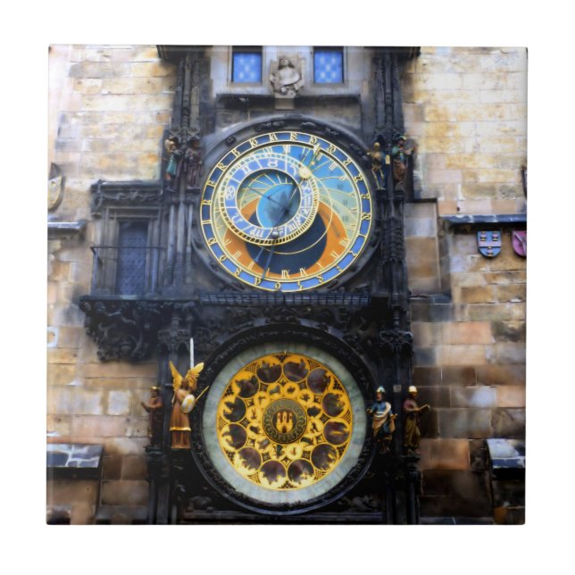 Carreau Photo de l'horloge astronomique de Prague (Devant)