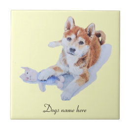 Carreau photo du chiot mignon sheba inu et teddy