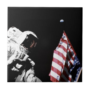 Carreau Photo du drapeau américain de l'astronaute Apollo
