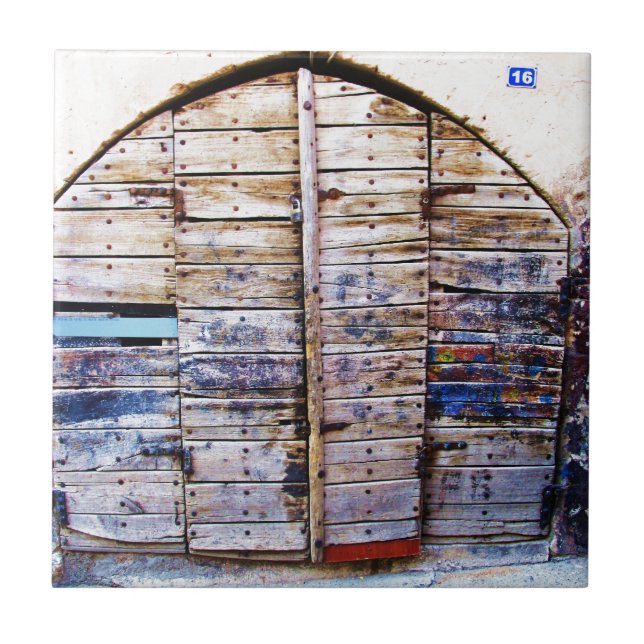 Carreau Photographie de la Grèce à la porte en bois russe (Devant)