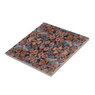 Carreau Photographie de motif d'empilement de rondins de b