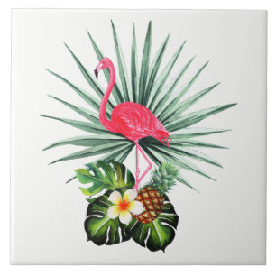 Carreau Pièce photo décorative en céramique Flamingo tirée