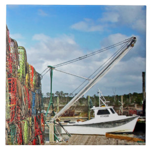 Carreau Pièges à crabes empilés et prêts