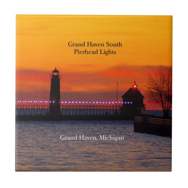 Carreau Pierhead sud de Grand Haven Lumières coucher de so (Devant)